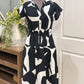 Womens B&W Flutter Sleeve Maxi Dress Small