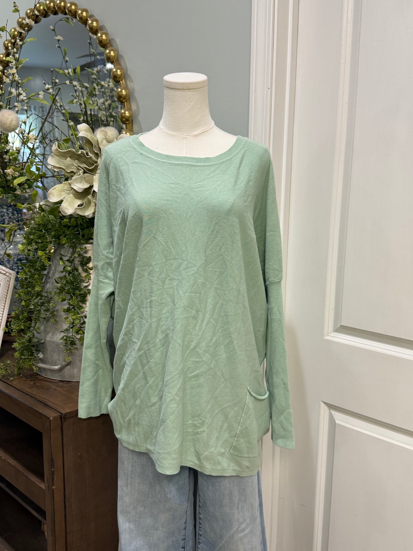 Womens Tea N Rose Green Sweater M/L EUC