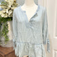 Woemsn Denim Peplum Blouse Large EUC