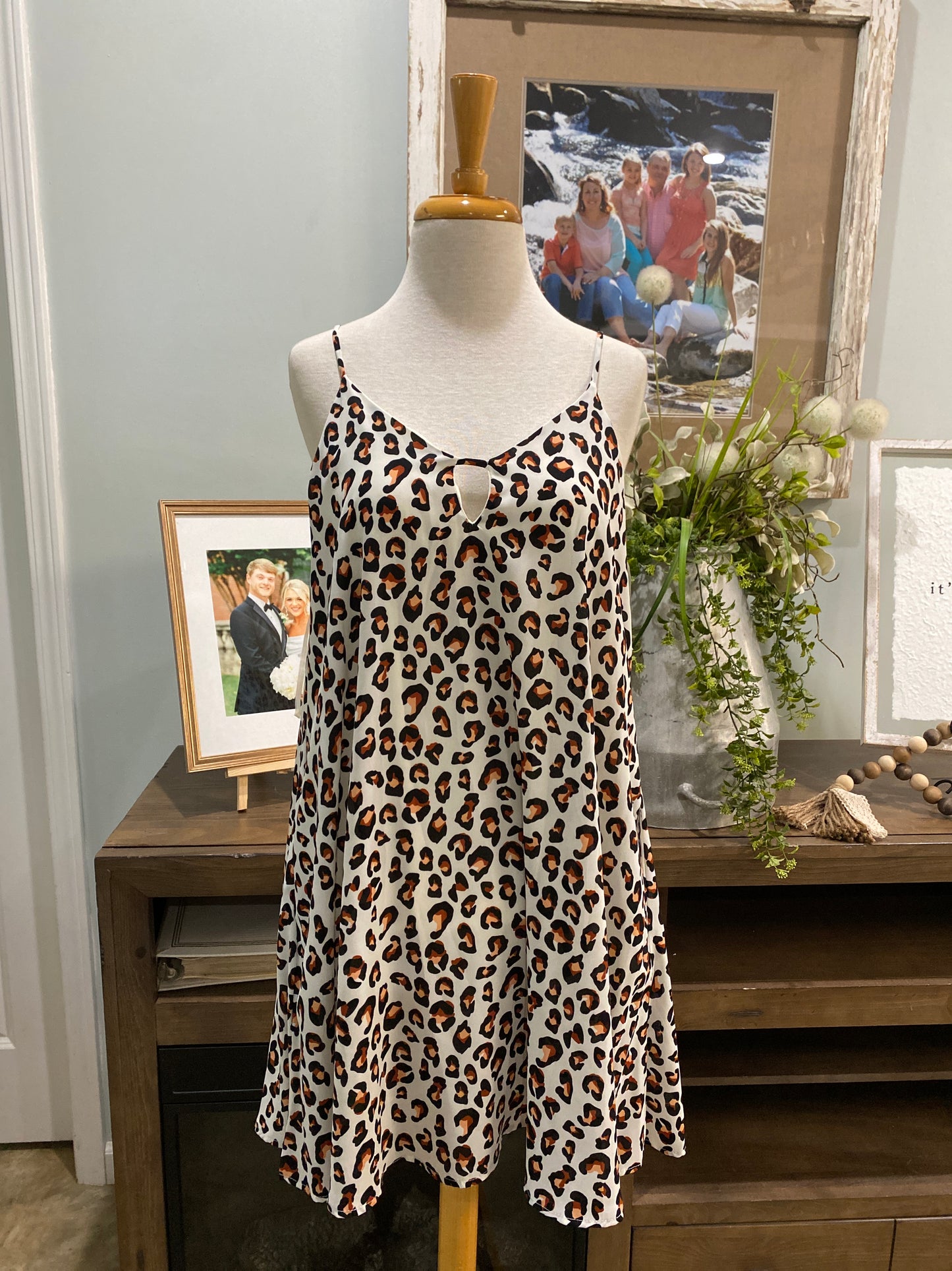 Womens Leopard Peach Love Dress Size Small NWT