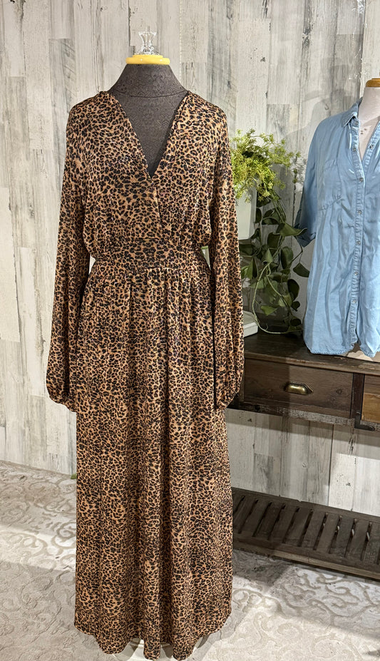 Womens Blumin' Leopard Maxi Dress Size 3X