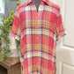 Womens Johnny Was Short Sleeve Flannel Tunic Small EUC