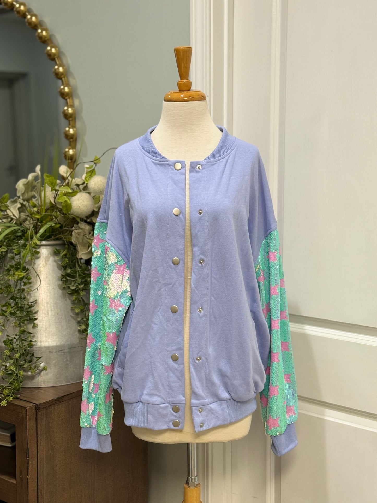 Womens Baseball Sequin Jacket Size Large NWT $64.99