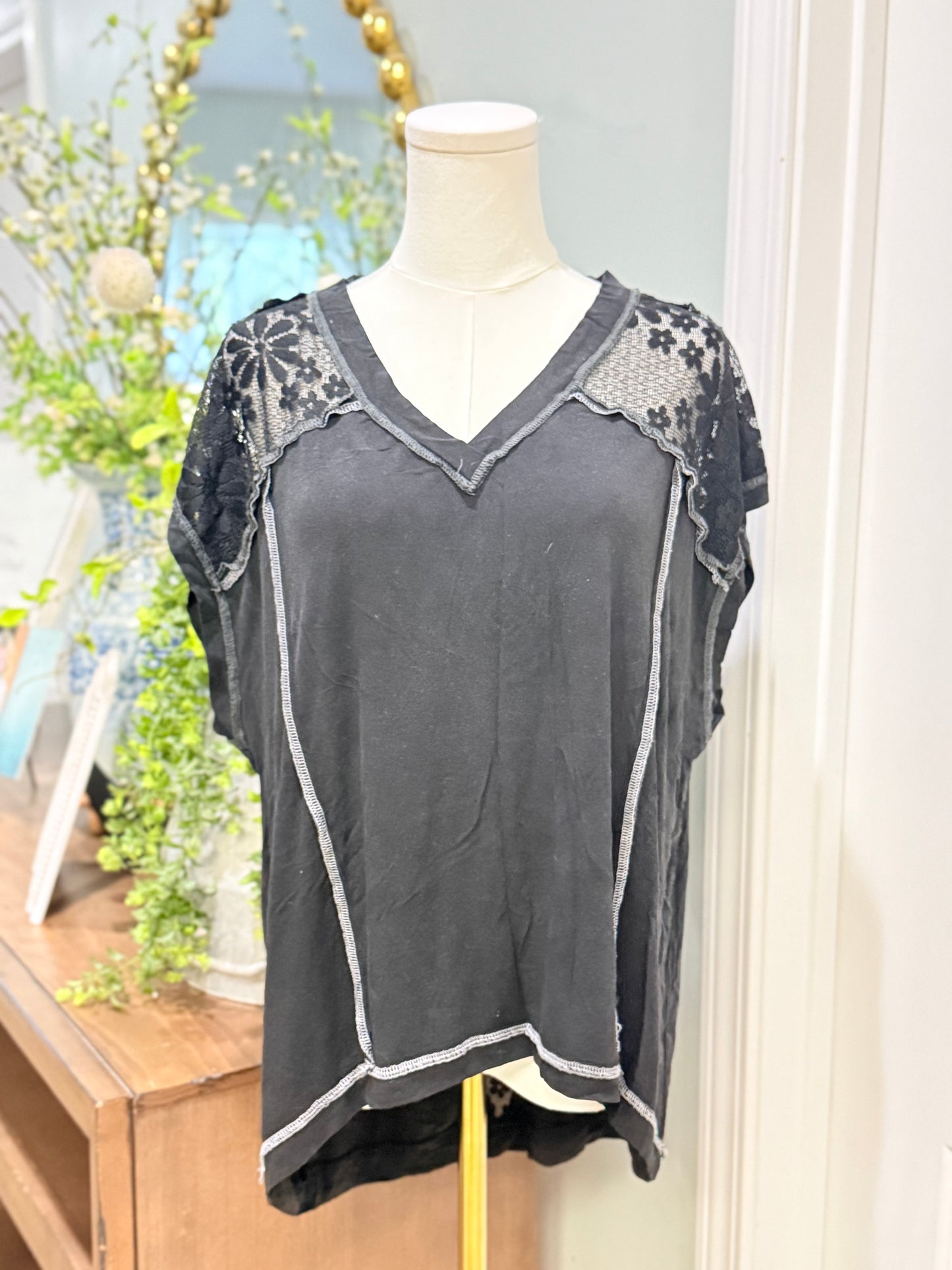 Womens Black POL Blouse Medium EUC