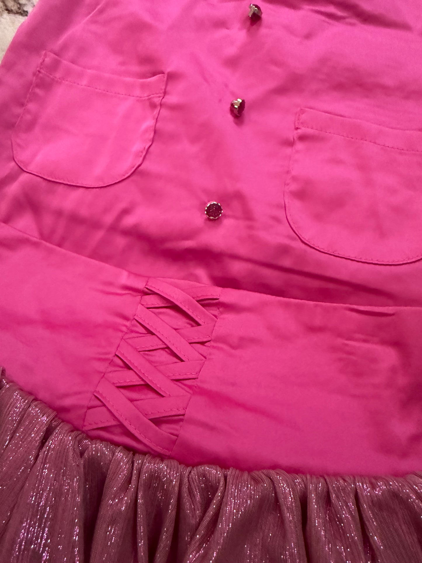 Girls Evie's Backyard Metallic 2pc Skirt Set Size 8 EUC