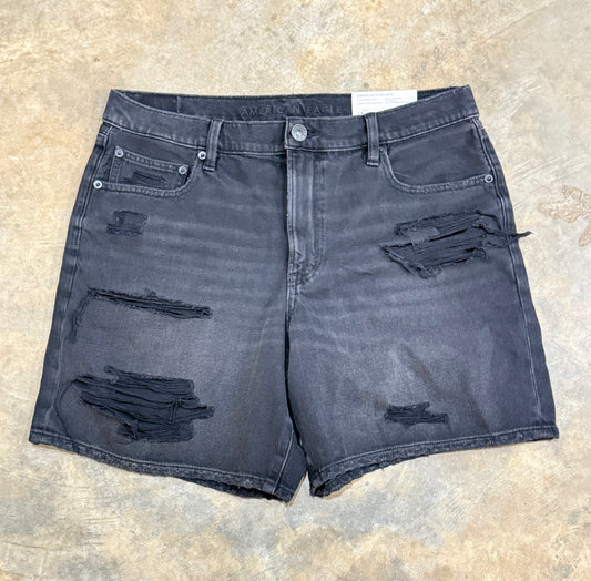 Womens American Eagle Black Denim Shorts Size 14 NWT