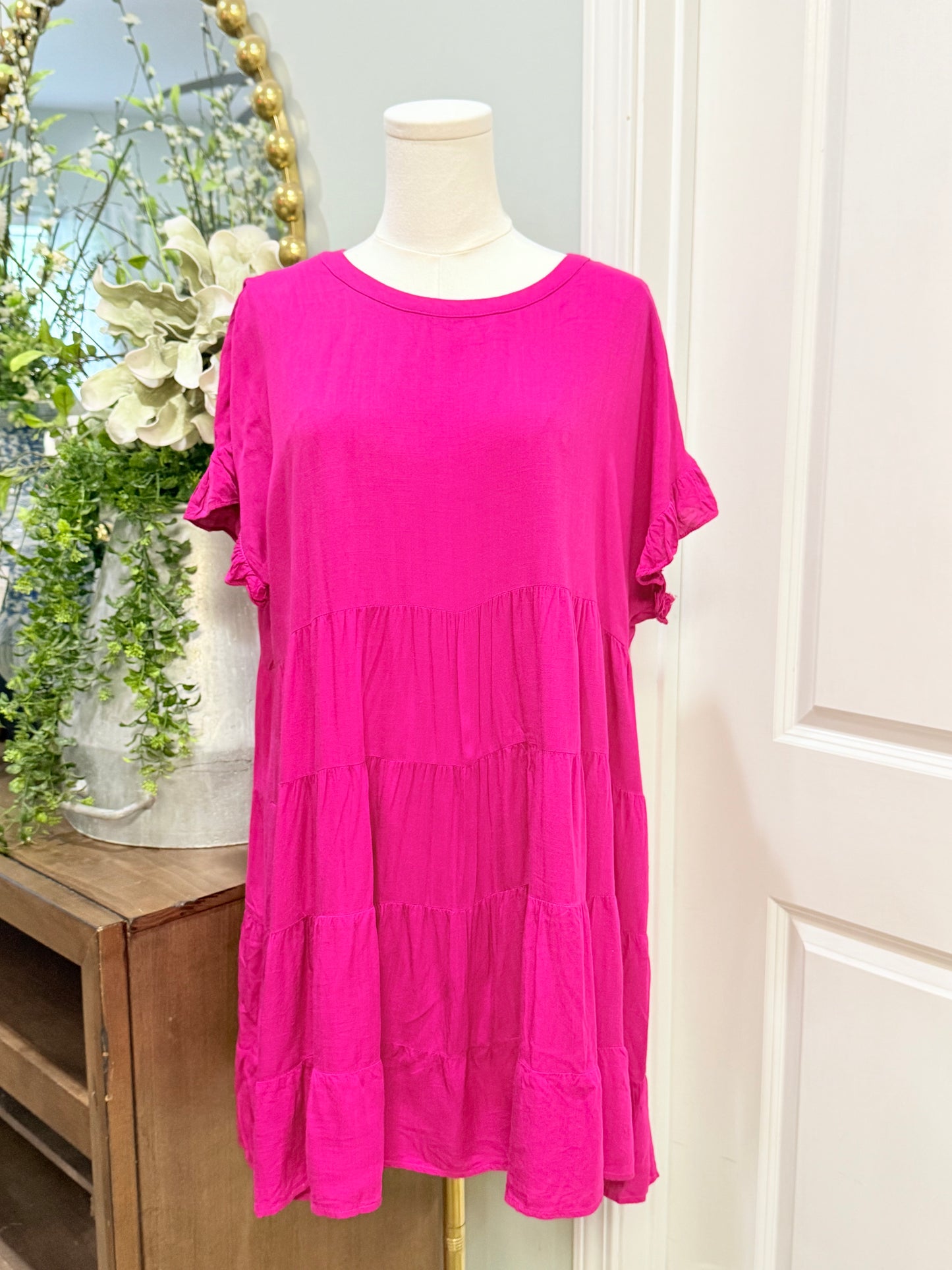 Womens Jodifl Pink Babydoll Dress Large EUC
