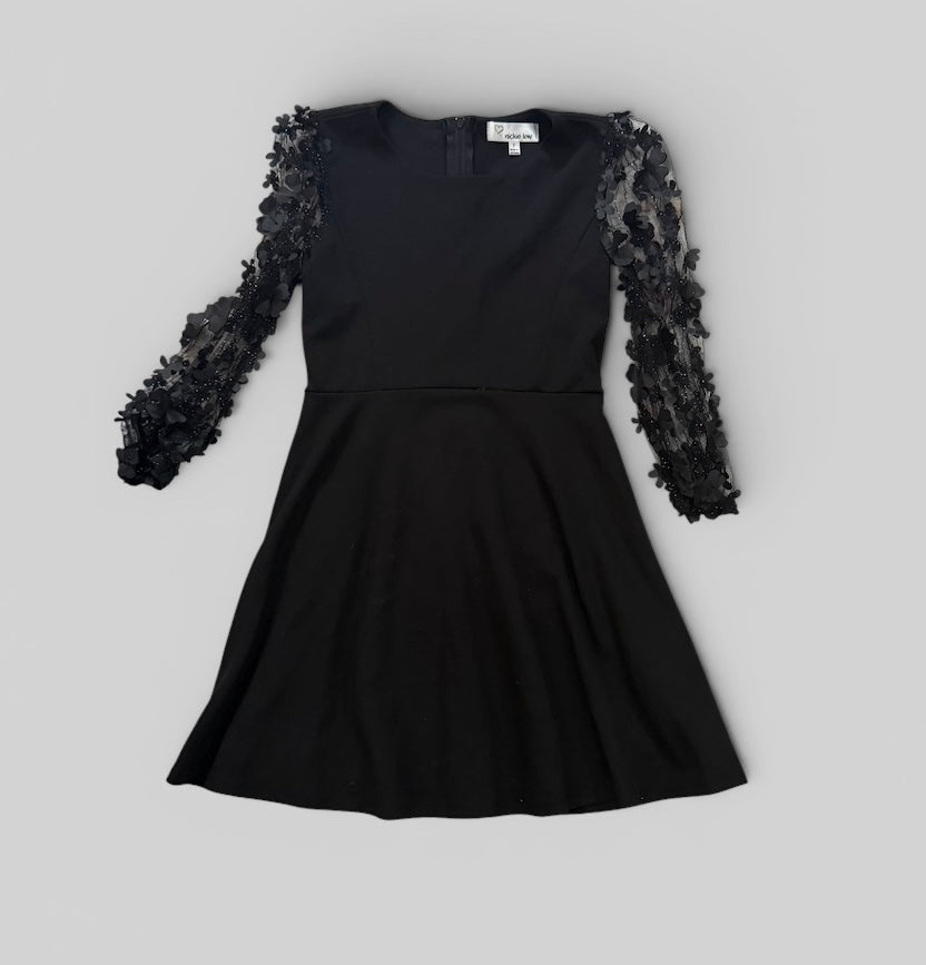 Girls Black Nickie Lew Dress Size 7 EUC