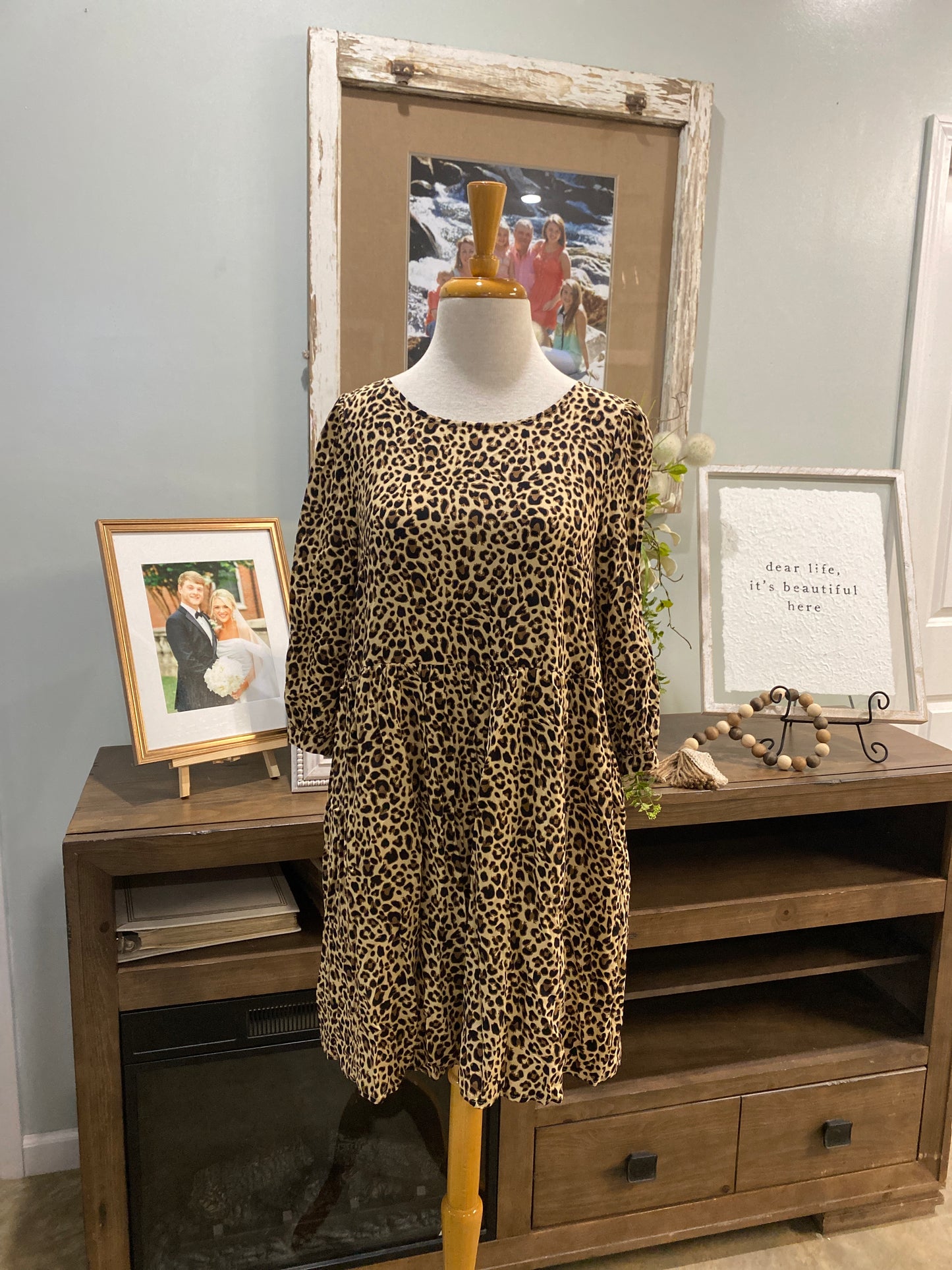 Womens &Merci Leopard Dress Size Large
