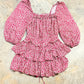 Womens Day+Moon Smocked Floral Romper Small EUC