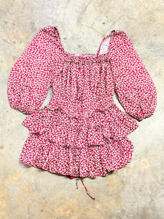 Womens Day+Moon Smocked Floral Romper Small EUC