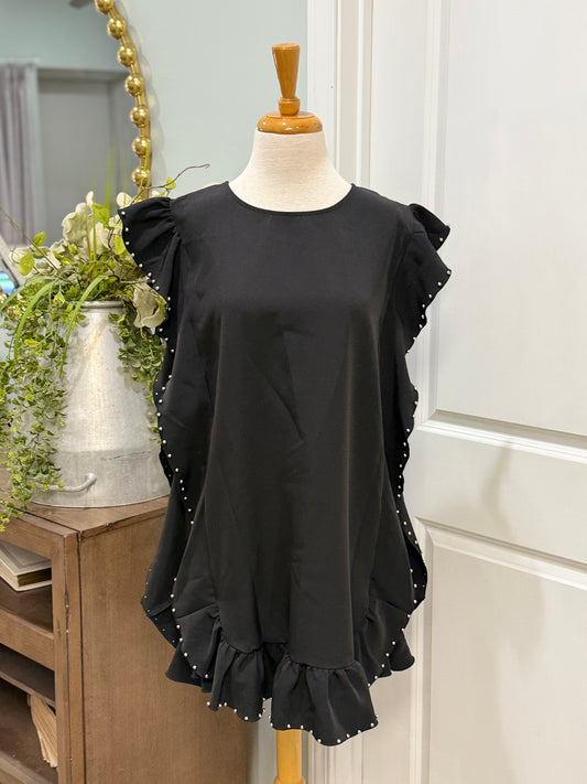 Womens Glam Black Beaded Dress Size Large