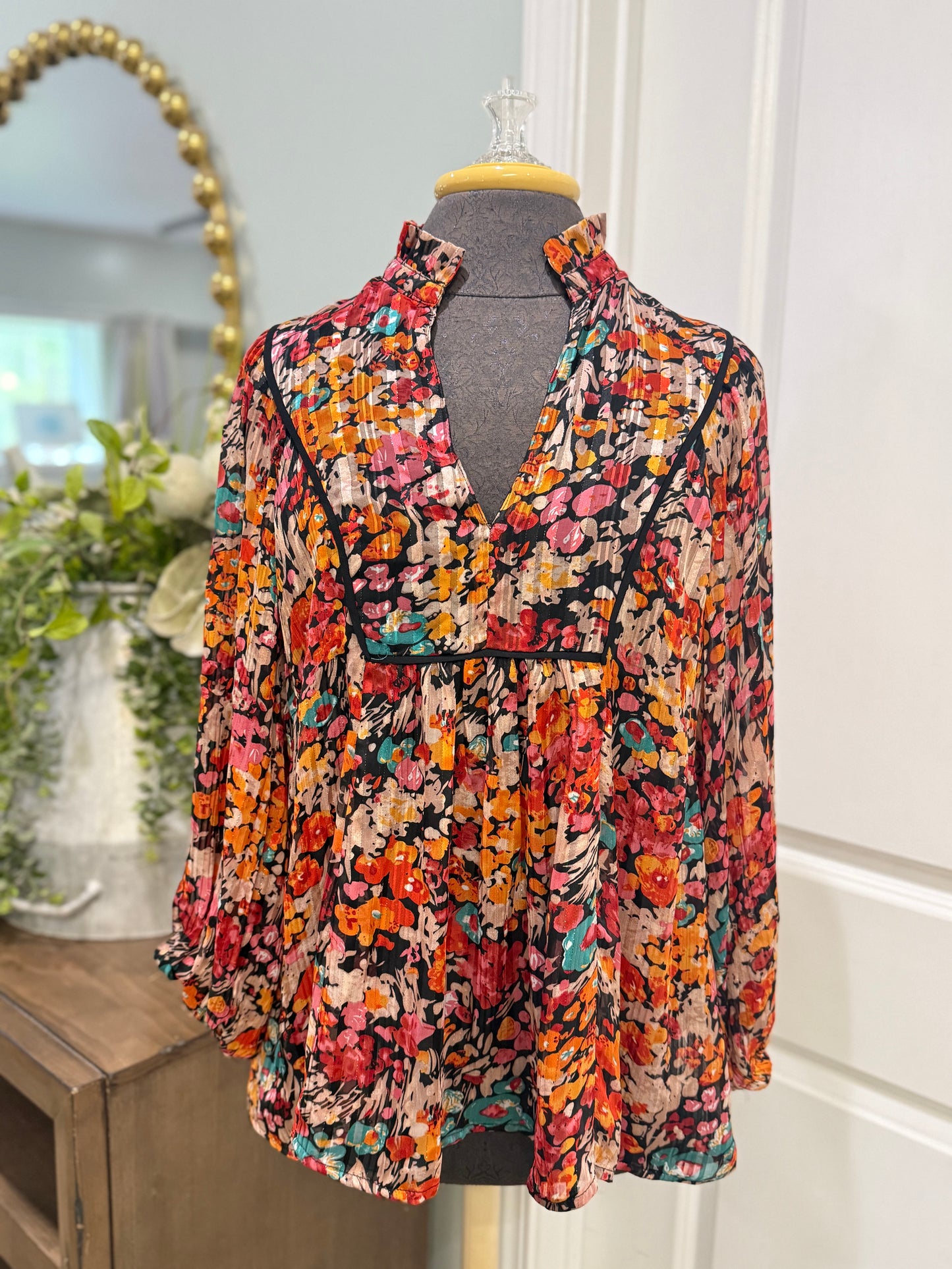 Womens Umgee Floral Blouse Medium EUC