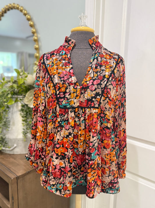Womens Umgee Floral Blouse Medium EUC