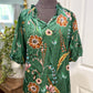 Womens Green Satin Floral Blouse Medium EUC