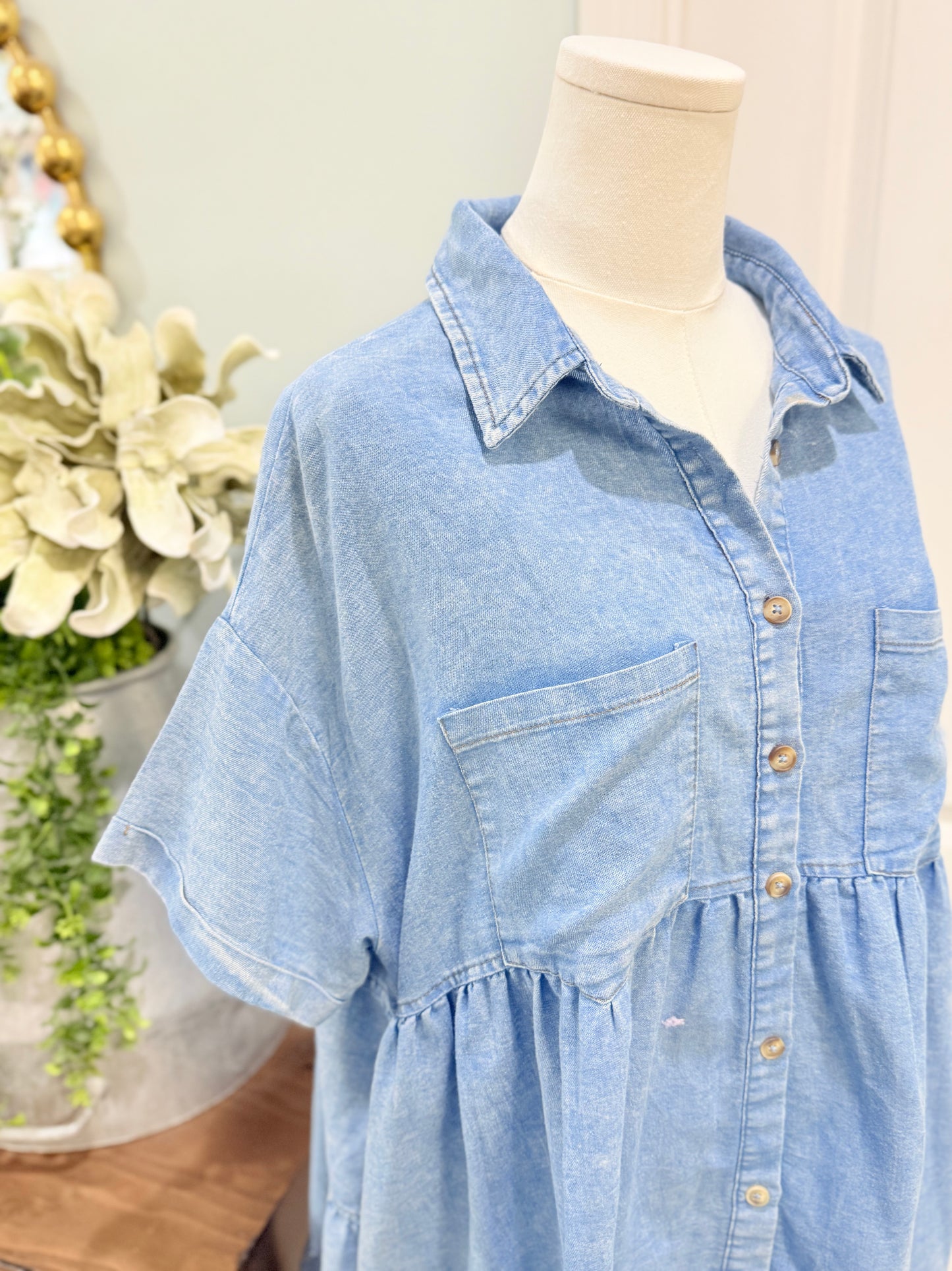 Womens ODDI Denim Dress Large EUC