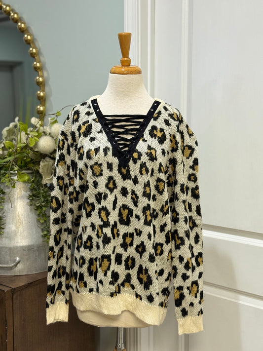 Womens Love Tree Leopard Sweater 2X/3X NWT