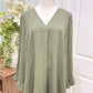 Womens Green Cotton Bleu Blouse 1X EUC