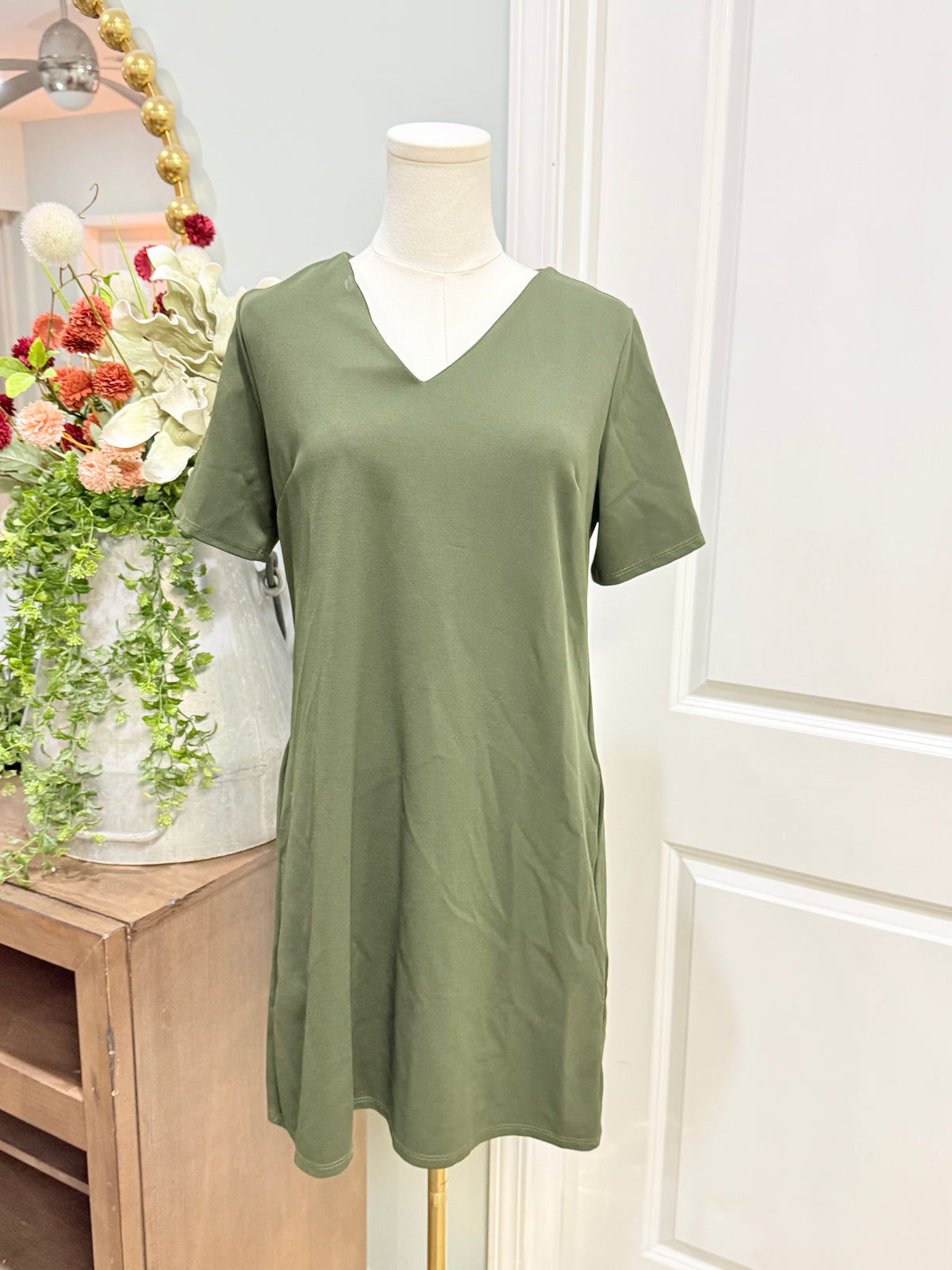 Womens 2heart Olive Green Dress Small EUC