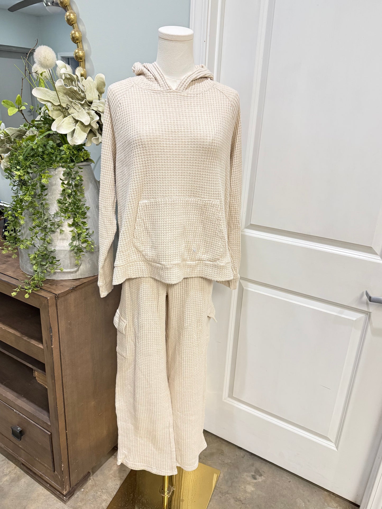 Womens 2pc Waffle Pant Set Large (12/14) EUC