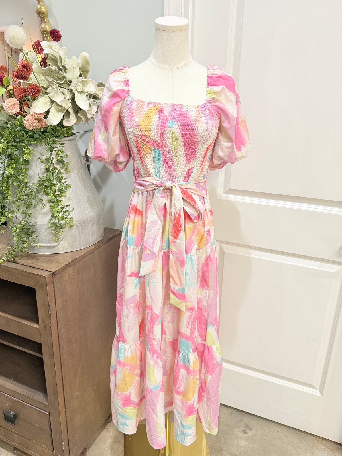 Womens Smocked Maxi Dress Medium EUC
