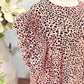 Womens Leopard Smocked Sleeve Blouse Large