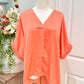 Womens Glam Coral Satin Blouse Medium EUC