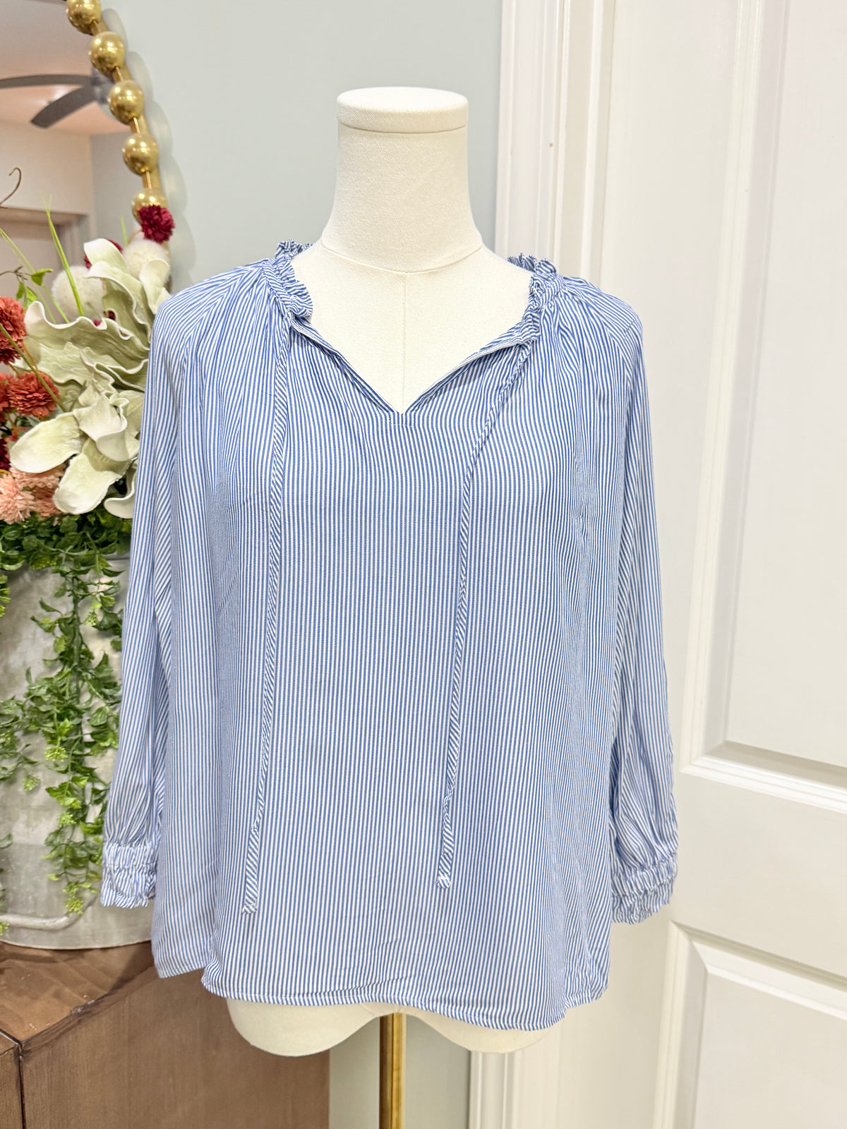 Womens Loft Stripe Blouse Medium Petite EUC