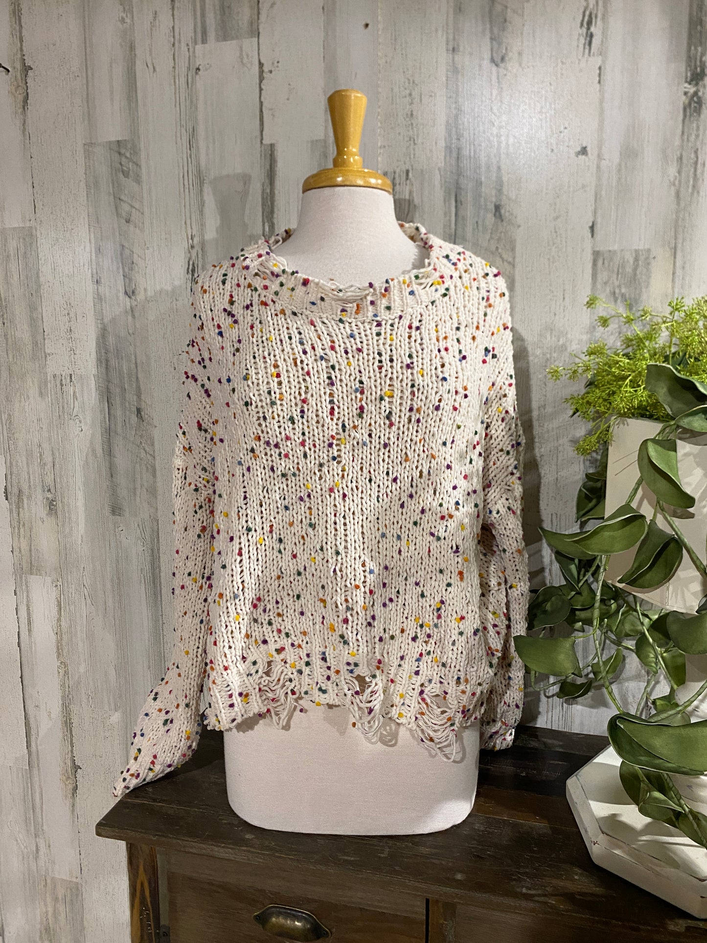 Womens Peach Love Confetti Sweater Small