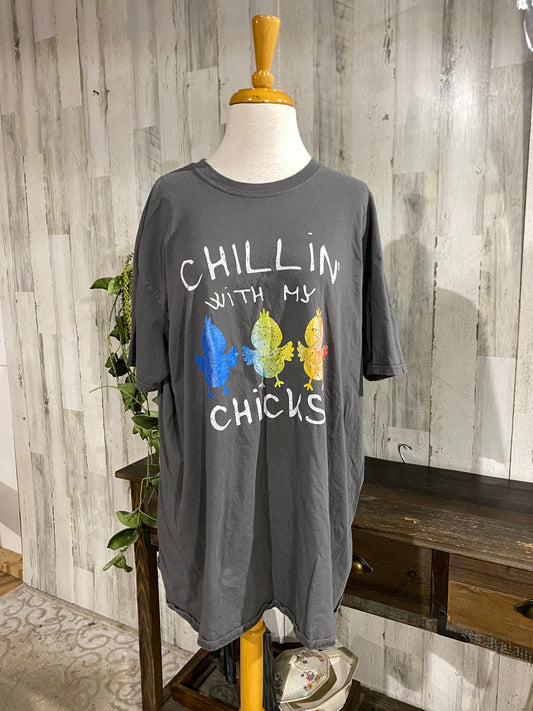 Womens Gildan Chillin With My Chicks Tshirt 2x