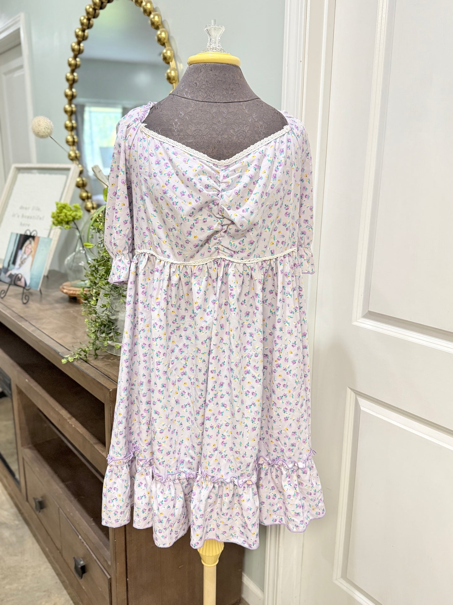 Womens Lavender Floral Dress 3XL EUC