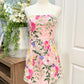 Womens Floral Overlay "Entered the chat" Mini Dress Medium NWT