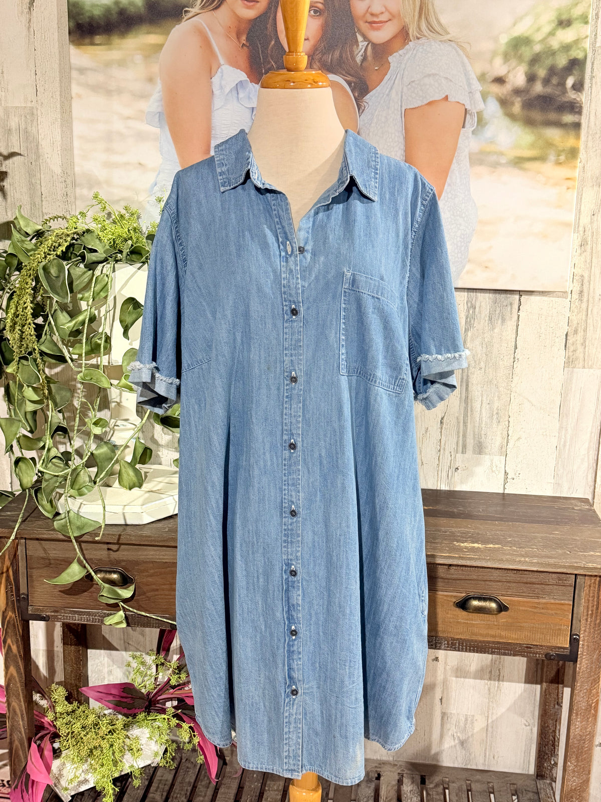 Womens True Craft Denim Midi Dress 3X GUC