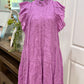 Womens SEA New York Purple Ruffle Neck Dress Large Retails for $450