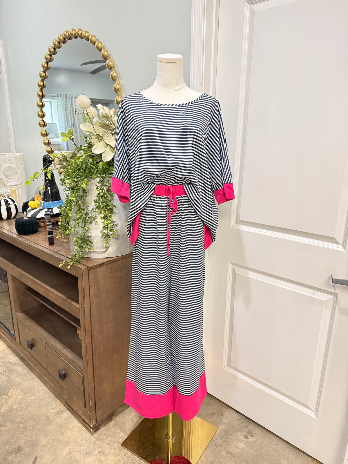 Womens Stripe 2pc Pant Set 0XL