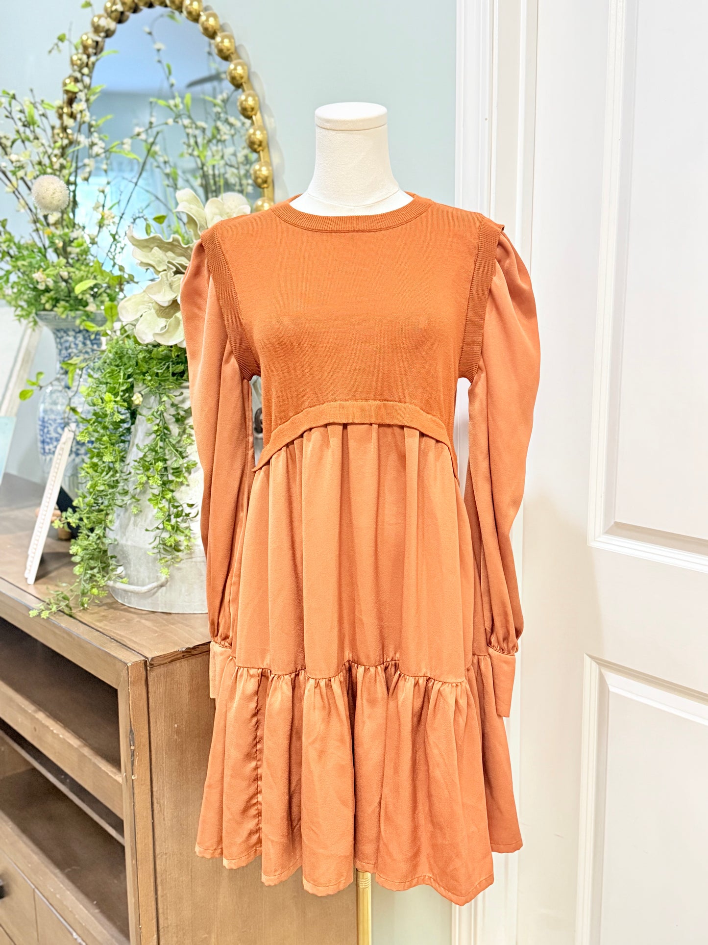 Womens &Merci Orange Dress Large EUC