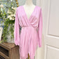 Womens Entro Pink Satin Midi Dress Large EUC
