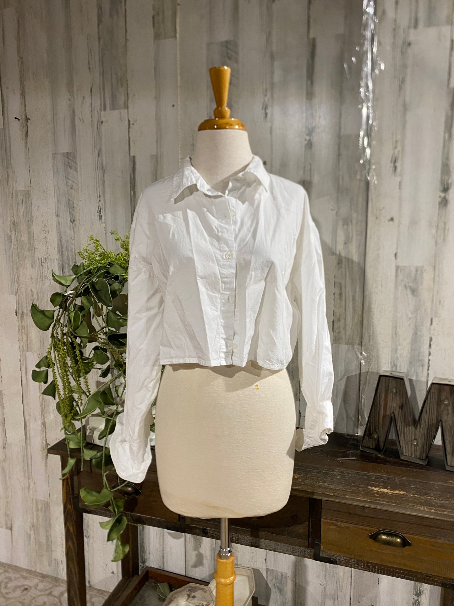 Womens Vanilla Star Cropped Button Up Sz Large