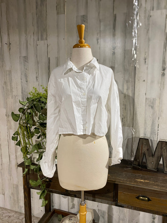 Womens Vanilla Star Cropped Button Up Sz Large