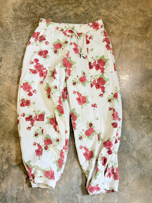 Womens Olive & Oak Floral Joggers Large EUC