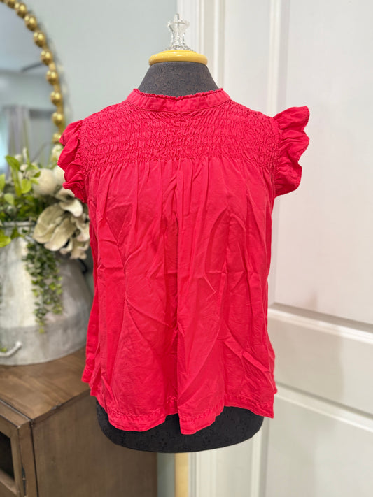 Womens Crown & Ivy Smocked Neck Blouse Medium EUC