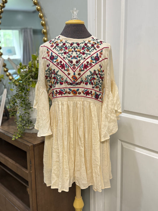 Womens Umgee Embroidered Babydoll Dress Medium NWT