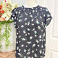 Womens Black Floral Flutter Sleeve Blouse Medium Petite EUC