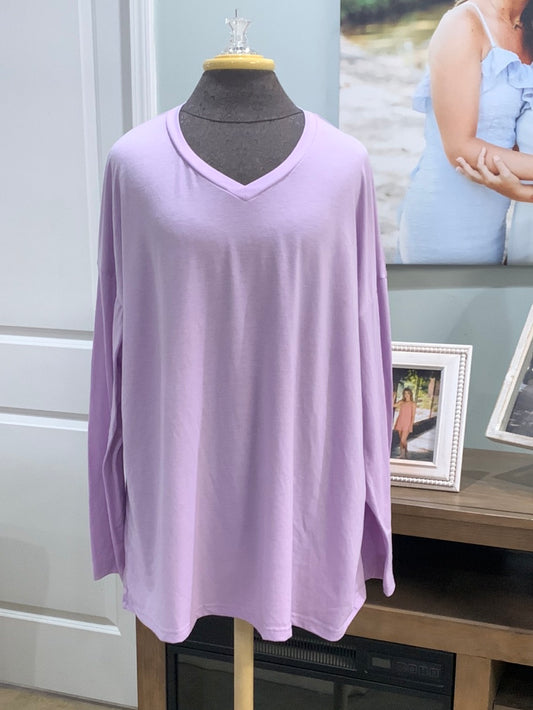 Womens Lavender V Neck Tshirt Size 3XL