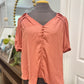 Womens Wonderly Salmon Satin Blouse Medium EUC