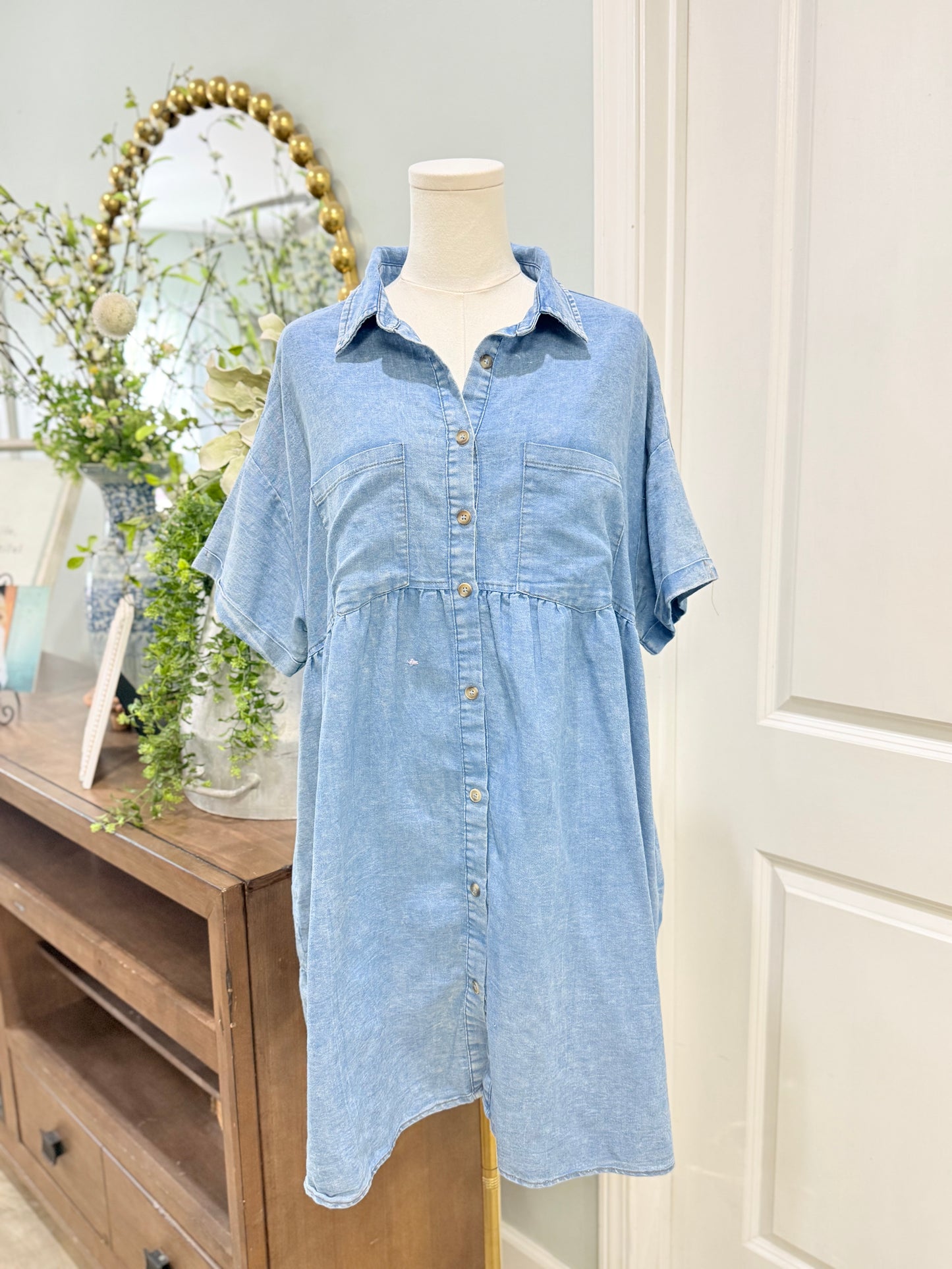 Womens ODDI Denim Dress Large EUC