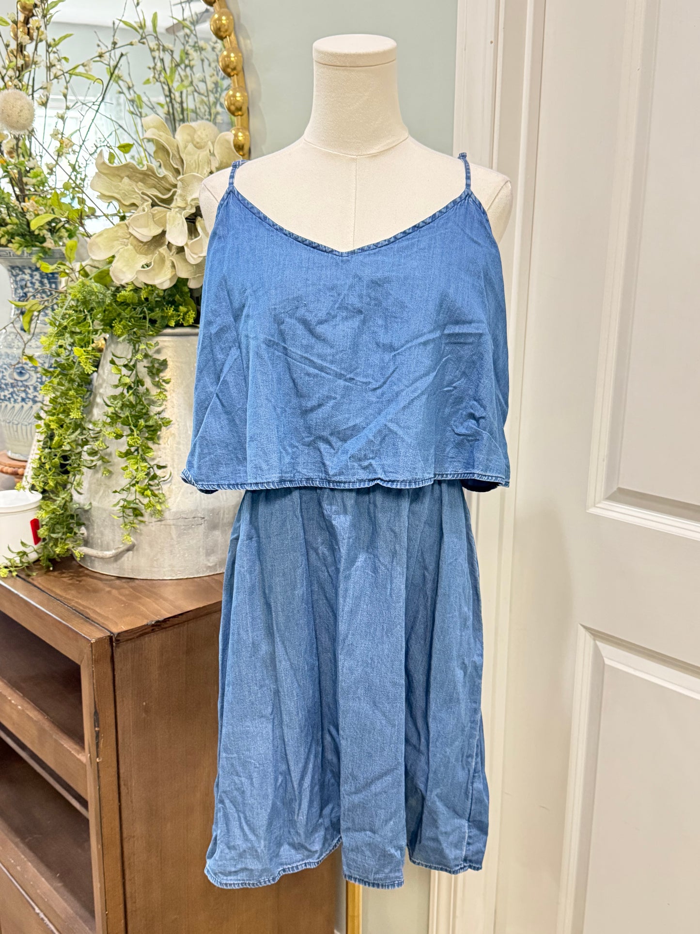 Womens Old Navy Denim Midi Dress Large EUC