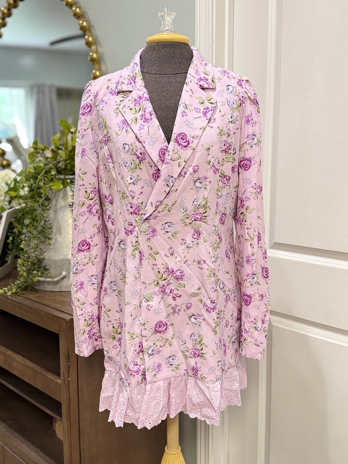 Womens TCEC Lavender Floral Dress Large NWT