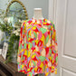 Womens Colorful Smocked Sleeve Blouse Large NWOT