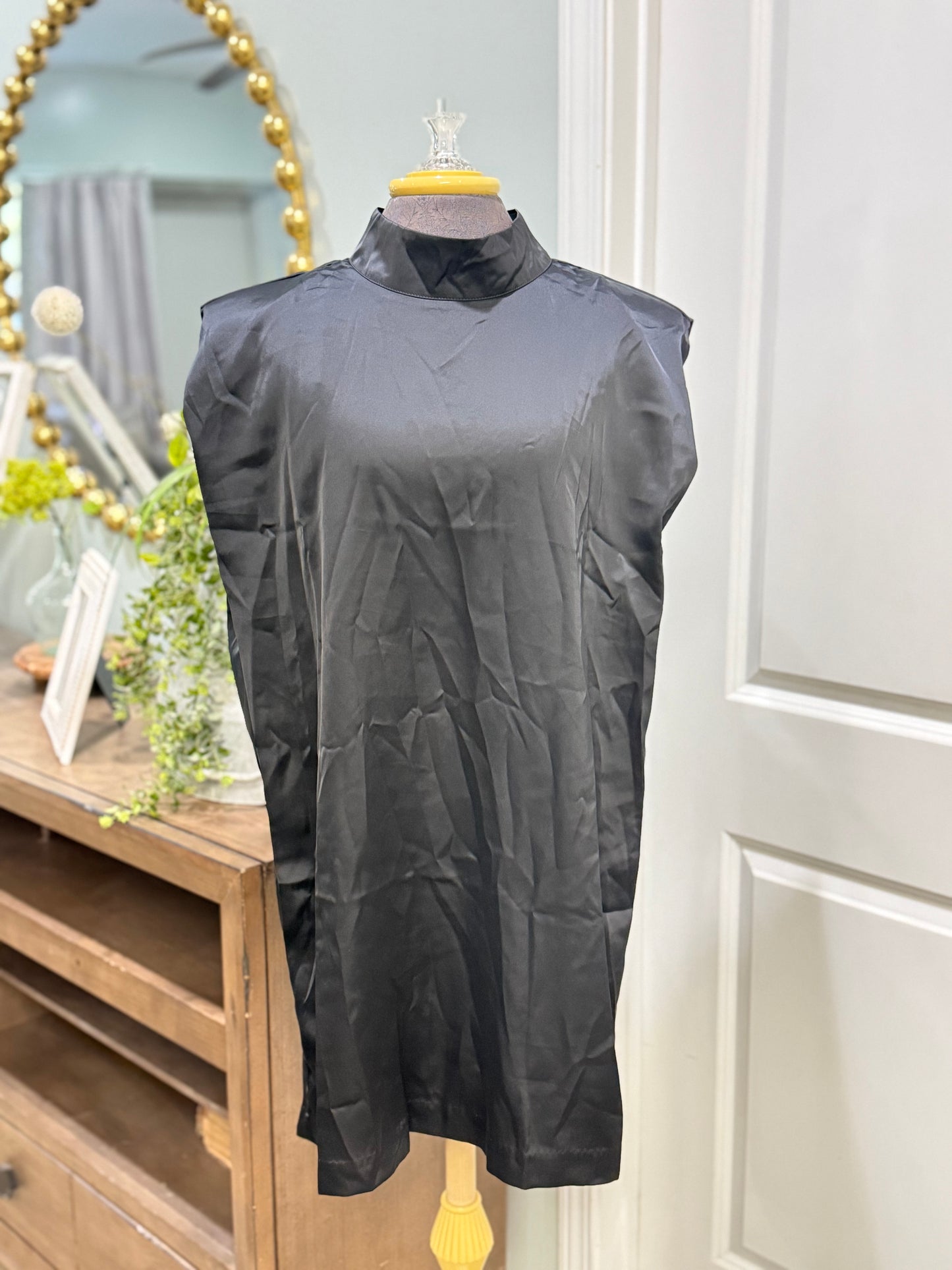 Womens Black Satin Sleeveless Dress 1X NWT
